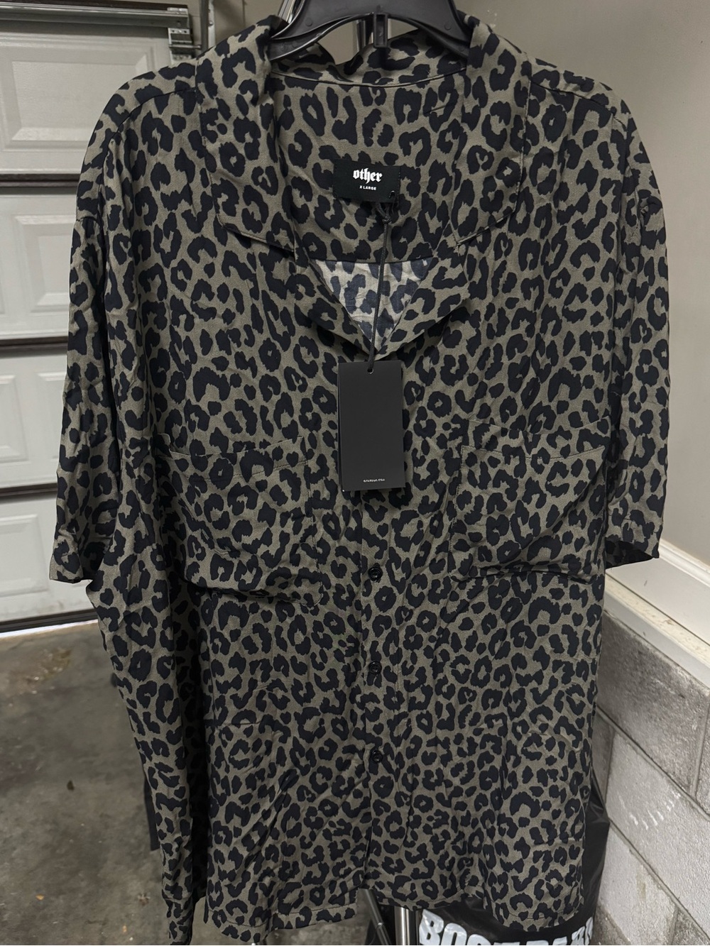 Other UK Grey & Black Leopard Print Button Up Shirt
